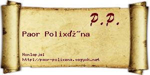 Paor Polixéna névjegykártya